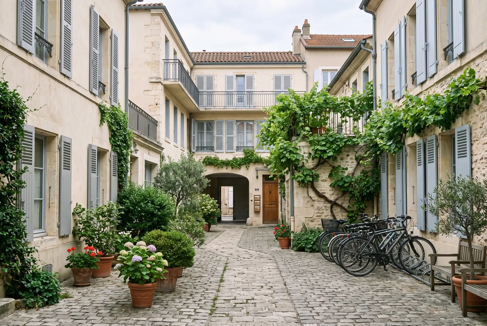 Cour intérieure d'une petite copropriété